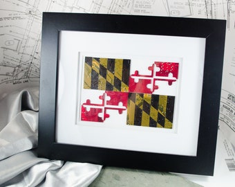 Maryland Flag Art made from Circuit Board, Personalized Framed Art, Custom State Flag Art, Marylander Gift, Made in Maryland