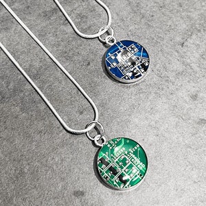 Recycled Circuit Board Necklace, Small Size, Computer Programmer Necklace, Motherboard Pendant, Scientist Jewelry