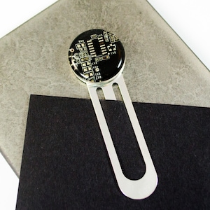 Dark Brown Circuit Board Bookmark, Recycled Computer Gift for Engineer Bibliophile