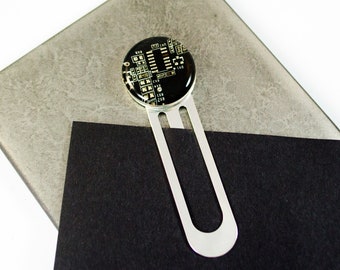 Dark Brown Circuit Board Bookmark, Recycled Computer Gift for Engineer Bibliophile