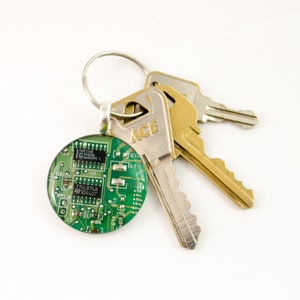 Circuit Board Keychain Green, Upcycled Computer Gift image 2