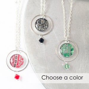 Circuit Board Orb Necklace, Computer Jewelry, Circuit Board Jewelry, Geometric Necklace, Engineering Gift for Her, Wearable Technology