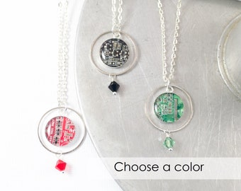 Circuit Board Orb Necklace, Computer Jewelry, Circuit Board Jewelry, Geometric Necklace, Engineering Gift for Her, Wearable Technology