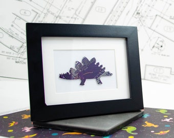 Stegosaurus Circuit Board Art - Mini Dinosaur Framed Art Piece - Paleontologist Gift - Desk Decoration - Software Engineer Gift