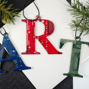 Letter Circuit Board Ornament, Personalized Initial Gift, Computer Programmer, Software Engineer, Computer Science Gift, Christmas Ornament