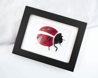 Love Bug Mini Framed Art, Computer programmer Valentine's Day Gift, Cute Insect Collage Art
