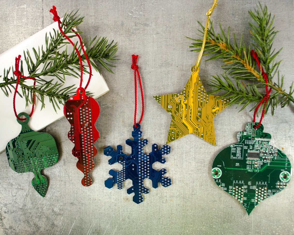Circuit Board Ornament Gift Set Geeky Christmas Ornaments Etsy