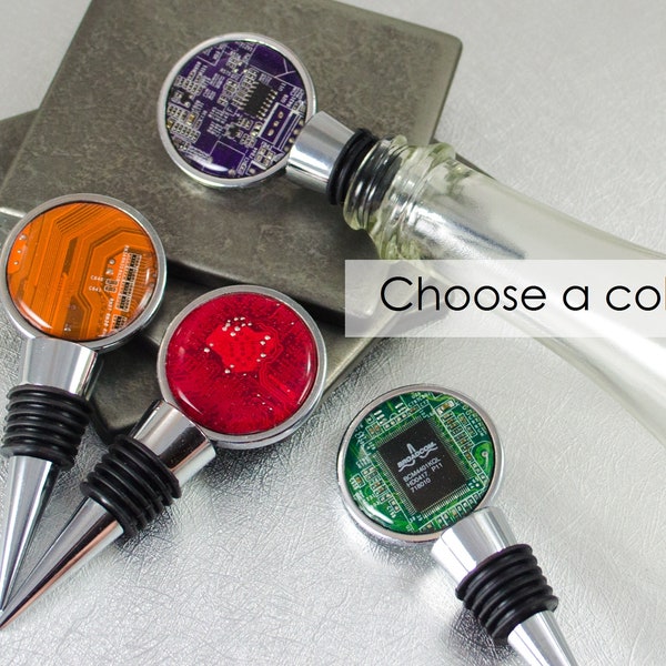 CHOOSE COLOR Circuit Board Wine Bottle Stopper, Geek Wine Drinker Gift, Nerdy Housewarming Gift, Stocking Stuffer, Wine Lover, Geekery