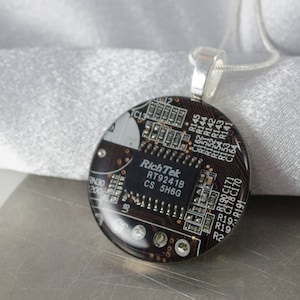 Circuit Board Necklace LARGE Brown, Circuit Board Jewelry, Wearable Technology, Electrical Engineer Gift, Computer Programmer, Upcycled