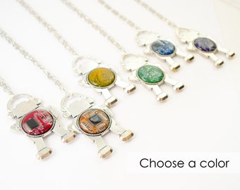 Circuit Board Robot Necklace, Geeky Necklace, Robotics Jewelry, Wearable Technology, Engineer Gift, Computer Jewelry, Geeky Gift For Her