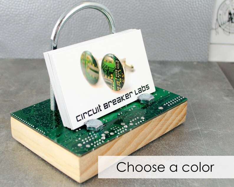 Circuit Board Business Card Holder Industrial Desk Container Computer Programmer Engineer Science Sculpture Techie Gift For Him