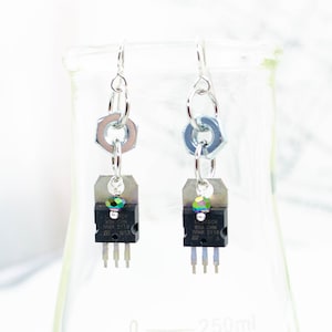 Electronic Component Earrings - Voltage Regulators and Hardware - Upcycled Ewaste Jewelry - Computer Engineer Gift - Eclectic Earrings