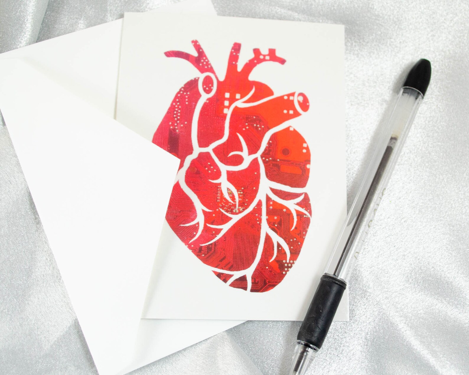 Anatomical Heart Valentines Day Circuit Board Greeting Card Etsy