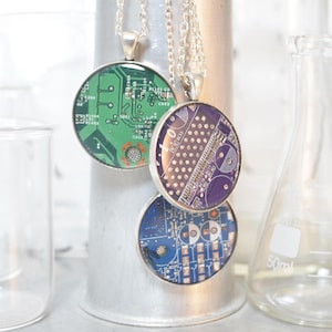 CHOOSE COLOR Circuit Board Necklace LARGE, Recycled Motherboard Jewelry, Wearable Technology, Computer Gift, Computer Programmer, Upcycled