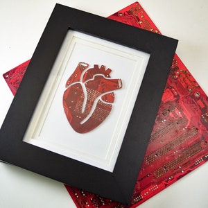 Anatomical Heart Circuit Board Framed Art, Small Motherboard Art, Custom Recycled Motherboard Art, Cardiology Art, Cardiologist Unique Gift image 3