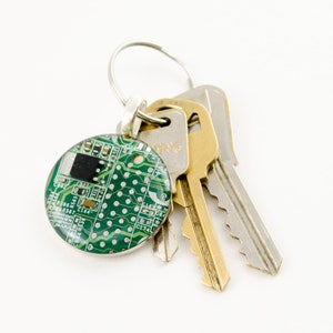 Circuit Board Keychain Green, Upcycled Computer Gift image 5