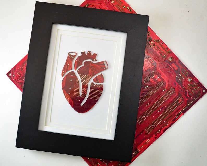 Anatomical Heart Circuit Board Framed Art, Small Motherboard Art, Custom Recycled Motherboard Art, Cardiology Art, Cardiologist Unique Gift image 5