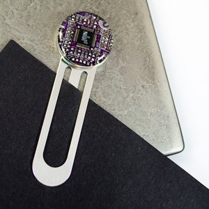 Purple Circuit Board Bookmark, Recycled Computer Gift for Engineer Bibliophile