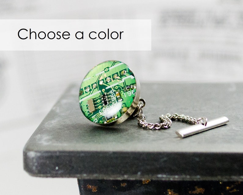 Circuit Board Tie Tack CHOOSE COLOR Lapel Pin Wearable Technology Gift Geeky Tie Pin Computer Engineer Gift Electrical Engineer Gift