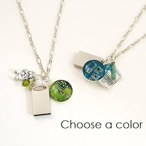 USB Flash Drive Circuit Board Cluster Necklace, Data Storage Necklace, Computer Programmer, Computer Geek, Robot Necklace, Gift for Her