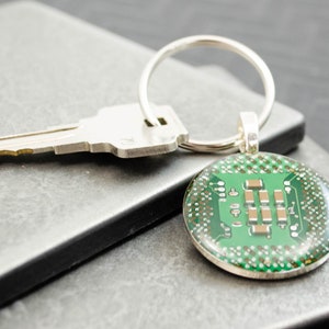 Green Circuit Board Keychain, Wearable Technology, Computer Engineer Gift, Industrial Chic, Computer Science Gift, Techie Gift, Geek Gift