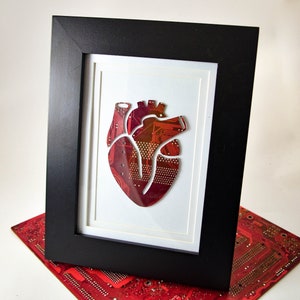 Anatomical Heart Circuit Board Framed Art, Small Motherboard Art, Custom Recycled Motherboard Art, Cardiology Art, Cardiologist Unique Gift image 4