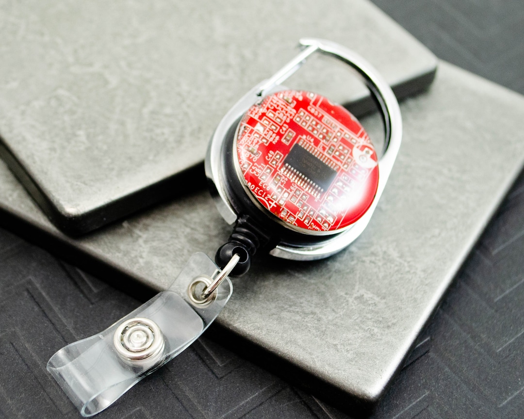 Circuit Board Retractable Badge Holder Red, Computer Engineer Gift ...