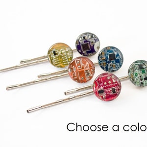 Circuit Board Bobby Pins, Geeky Hair Pin, Nerdy Hair Clip, Software Engineer Gift, Wearable Technology, Nerdy Gift for Her Under 25
