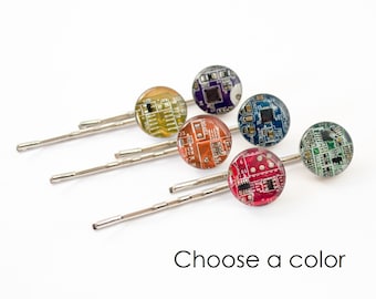 Circuit Board Bobby Pins, Geeky Hair Pin, Nerdy Hair Clip, Software Engineer Gift, Wearable Technology, Nerdy Gift for Her Under 25