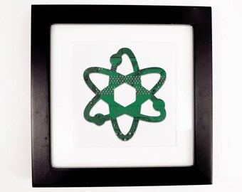 Atom Circuit Board Art - Mini Square Original Framed Desk Art