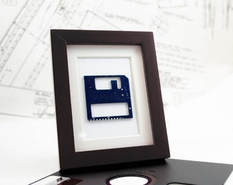 Arte de circuito impreso de disquete - Mini pieza de arte retro enmarcada - Regalo para ingeniero eléctrico - Arte tecnológico para escritorio de oficina