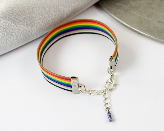 Ribbon Cable Adjustable Bracelet With Resistor, Rainbow Bracelet