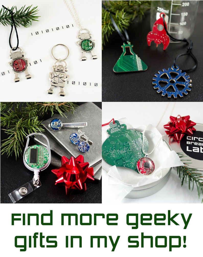 Circuit Board Wreath Ornament, Geeky Christmas Ornament, Holiday Geek Decor, Computer Programmer Gift, Computer Science Ornament image 5