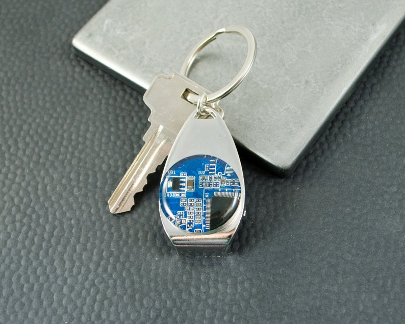 Blue Circuit Board Bottle Opener Keychain Computer Programmer - Etsy