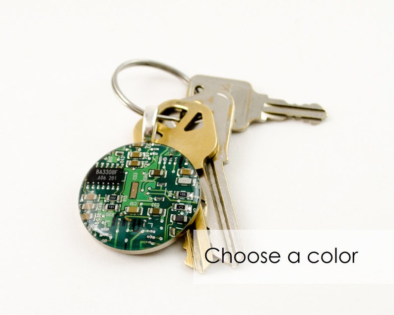 CHOOSE COLOR Computer Circuit Board Keychain, Computer Key Fob, Geek Gift, Wearable Technology Gift, Engineer Gift, Electrical Engineer Green