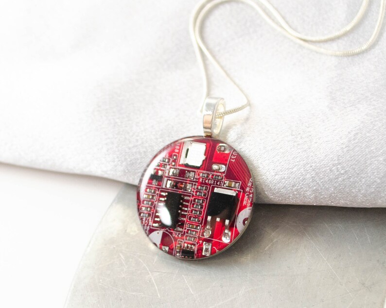Circuit Board Necklace LARGE Red Upcycled Motherboard Jewelry Etsy