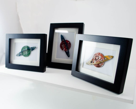 Mini Saturn Circuit Board Framed Art, Custom Recycled Motherboard