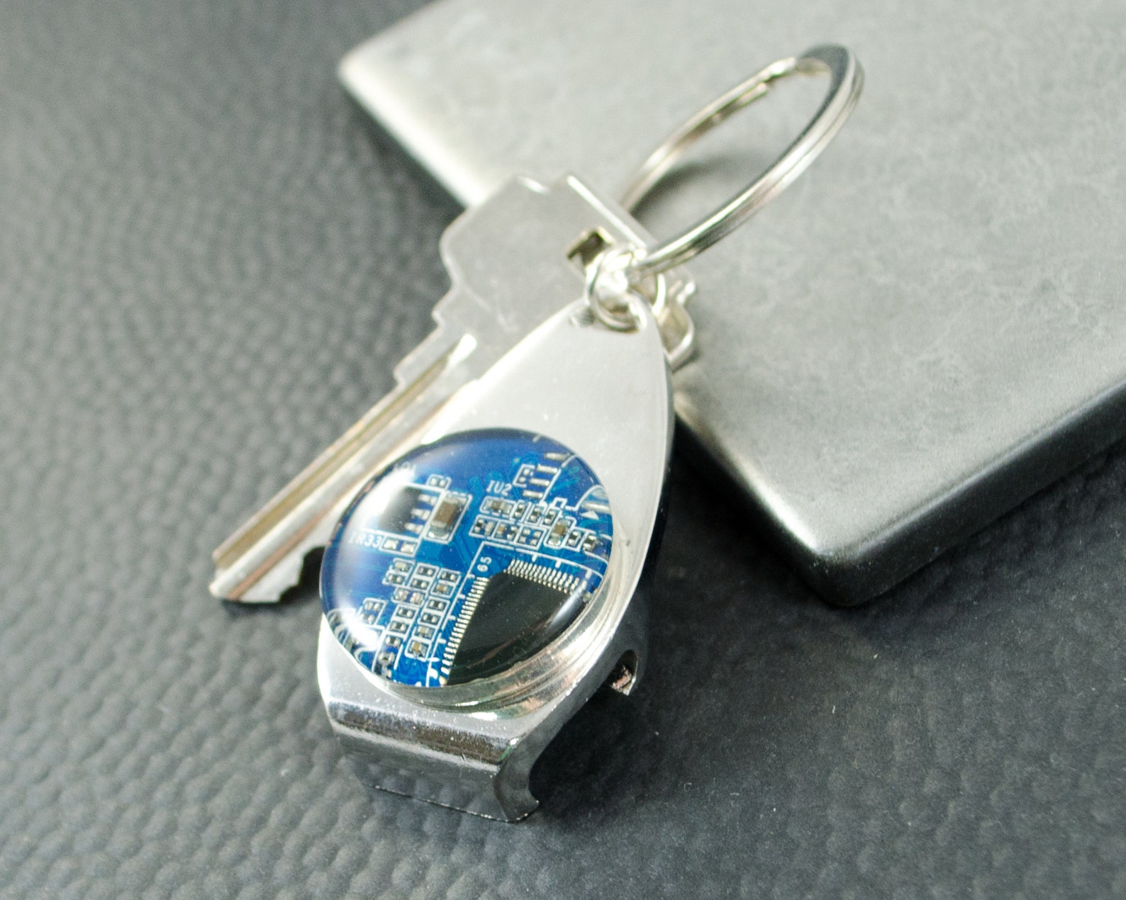 Blue Circuit Board Bottle Opener Keychain Computer Programmer - Etsy