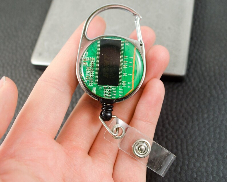 Green Circuit Board Retractable Badge Holder, Nerdy Badge Reel ...
