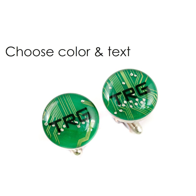 Personalized Cuff Links Custom Wedding Jewelry Best Man Gift Wearable Technology Geeky Jewelry Monogrammed Circuit Board Cufflinks