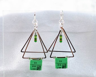 Electronic Component Earrings - Resistors and Capacitors - Upcycled Ewaste Jewelry - Computer Engineer Gift - Eclectic Earrings