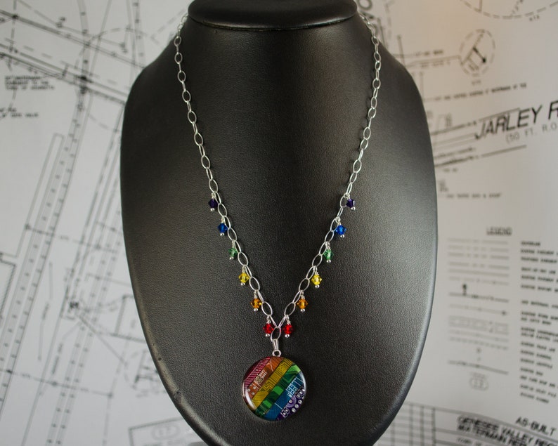 Recycled Circuit Board Rainbow Fringe Necklace image 7