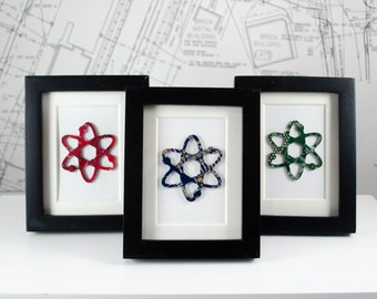 Mini Atom Circuit Board Framed Art, Custom Recycled Motherboard Art, Chemistry Gift for Professor, Physics Gift, Science STEM Art