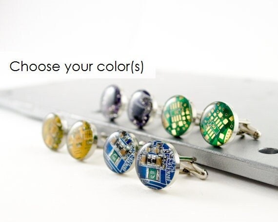 Tech Cufflinks Circuit Board Cuff Links Groomsmen Sets, Computer Jewelry, Wedding ...