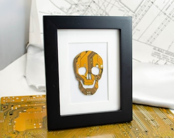 Human Skull Circuit Board Art - Mini Framed Skeleton Art - Anatomy Gift - Science Art