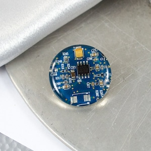 Blue Circuit Board Pin, Recycled Computer Gift, Upcycled Motherboard Brooch, Electrical Engineer Gift, Software Engineer Pin