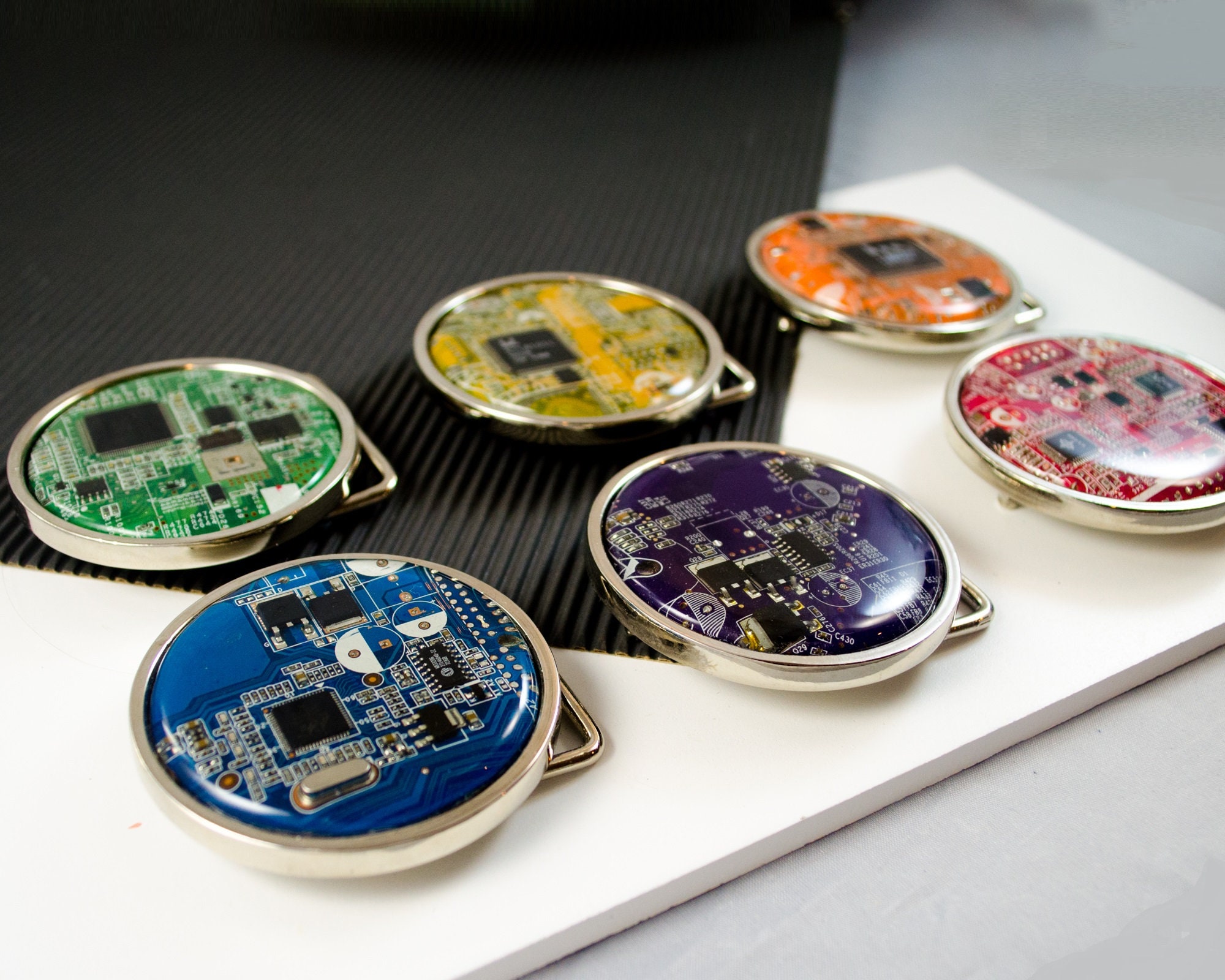 Pc Buckles Circuit Board Belt Buckle Round, CHOOSE COLOR, Computer Engineer Gift ...