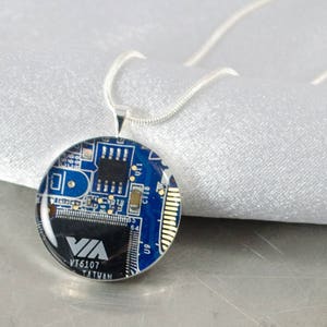 Circuit Board Necklace Blue, Upcycled Jewelry, Motherboard Necklace, Geeky Gift for Her, Circuit Board Jewelry, Engineer Gifts, Geekery