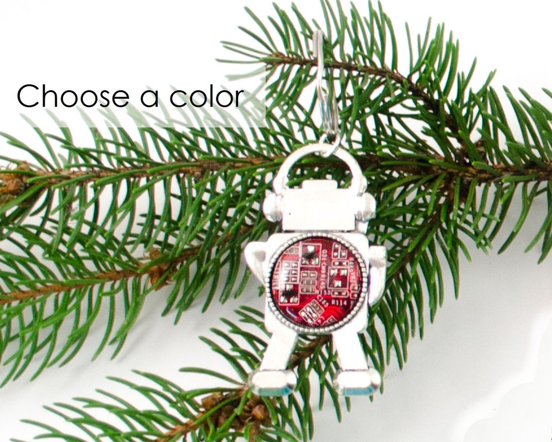 Robot Ornament, Recycled Circuit Board Ornament, Robot Engineer Gift