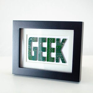 GEEK Circuit Board Art - Mini Framed Computer Art - Upcycled Motherboard Art Piece - Gift for Computer Engineer